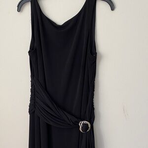 Chic Black Maxi Dress with Embellished Waist